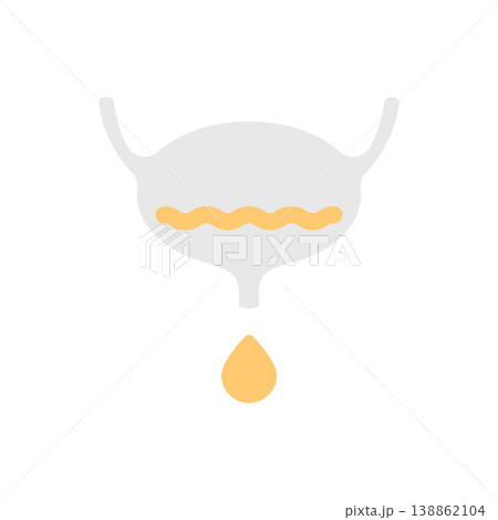 Urine drop dripping from bladder 138862104