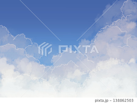 いろいろな時間帯のメルヘンな絵本のような空と雲の背景 いろいろな時間帯のメルヘンな絵本のような空と雲の背景 138862503