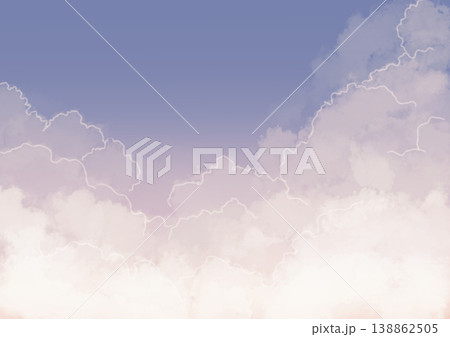 いろいろな時間帯のメルヘンな絵本のような空と雲の背景 138862505