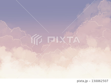 いろいろな時間帯のメルヘンな絵本のような空と雲の背景 いろいろな時間帯のメルヘンな絵本のような空と雲の背景 138862507