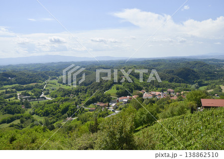 Panoramic Landscape of Klanjec Town and Hills 138862510