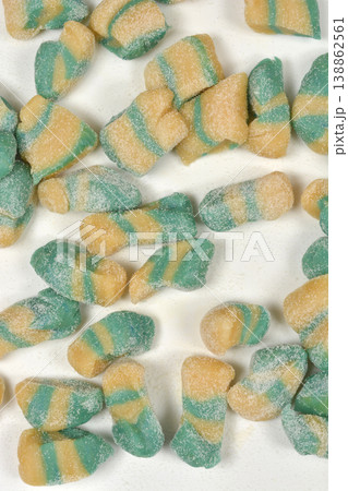 Handmade Striped Pasta on White Background 138862561