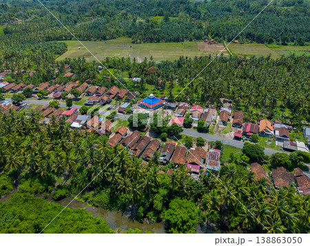 The beautiful aerial view of the morning on the beach with blue sea water in Kaur, Bengkulu, Indonesia 138863050