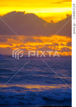 The beautiful aerial view of the morning on the beach with blue sea water in Kaur, Bengkulu, Indonesia 138863128