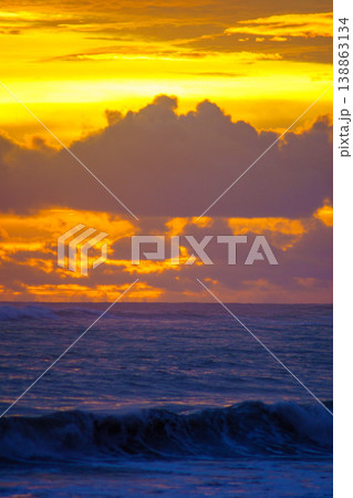 The beautiful aerial view of the morning on the beach with blue sea water in Kaur, Bengkulu, Indonesia 138863134