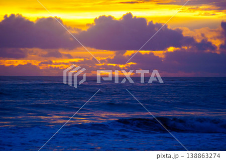 The beautiful aerial view of the morning on the beach with blue sea water in Kaur, Bengkulu, Indonesia 138863274