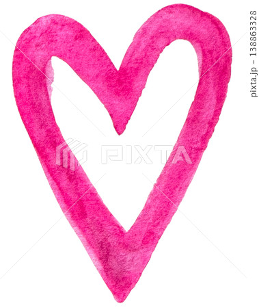 Watercolor heart shape, love symbol simple design. Varnish splash line. Abstract watercolor paint. 138863328