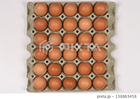 Full tray of brown chicken eggs Full tray of brown chicken eggs 138863458