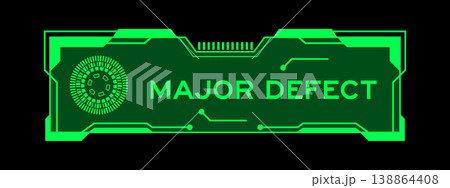 Green color of futuristic hud banner that have word major defect on user interface screen on black background Green color of futuristic hud banner that have word major defect on user interface screen on black background 138864408