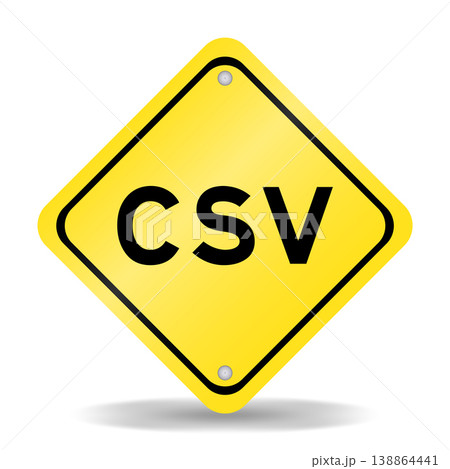 Yellow color transportation sign with word CSV (Abbreviation of Computer system validation or Comma-separated values) on white background Yellow color transportation sign with word CSV (Abbreviation of Computer system validation or Comma-separated values) on white background 138864441