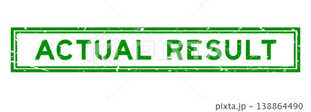 Grunge green actual result word square rubber seal stamp on white bacckground Grunge green actual result word square rubber seal stamp on white bacckground 138864490