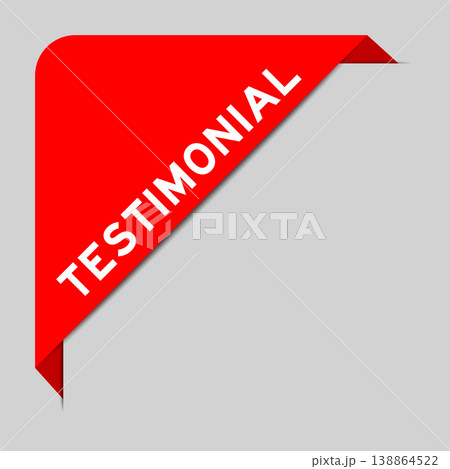 Red color of corner label banner with word testimony on gray background Red color of corner label banner with word testimony on gray background 138864522