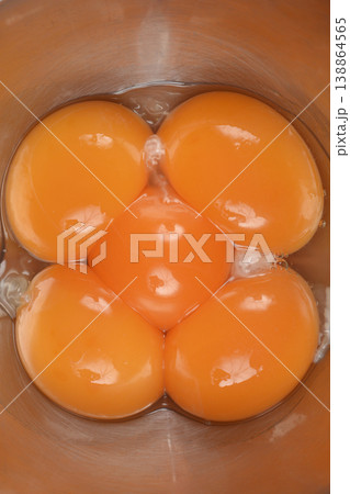 Close up of fresh raw egg yolks 138864565