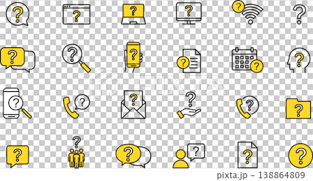 クエスチョン・疑問・考えに関する線画アイコンカラー 138864809