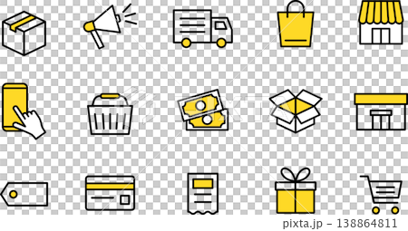 ショッピング・オンラインショッピングの編集可能な線画アイコンセットカラー 138864811