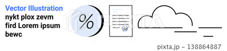 Digital finance, cloud storage, online management, electronic signing, data processing, business. Percentage symbol, document with a signature and cloud design. Digital finance and cloud storage Digital finance, cloud storage, online management, electronic signing, data processing, business. Percentage symbol, document with a signature and cloud design. Digital finance and cloud storage 138864887