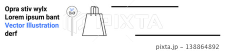 Sustainability, eco-conscious shopping, green practices, environment-friendly products, branding, minimal packaging. Paper bag with bio label icon. Sustainability and eco-conscious shopping concept Sustainability, eco-conscious shopping, green practices, environment-friendly products, branding, minimal packaging. Paper bag with bio label icon. Sustainability and eco-conscious shopping concept 138864892