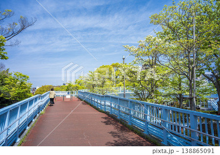 初夏の青空と歩道橋 東京都江戸川区清新町 初夏の青空と歩道橋 東京都江戸川区清新町 138865091