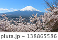 桜咲く新倉山浅間神社から望む春の冠雪した富士山 138865586
