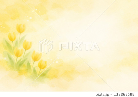 チューリップをイメージした抽象水彩背景　パステルカラーと光の春の余白デザイン 138865599