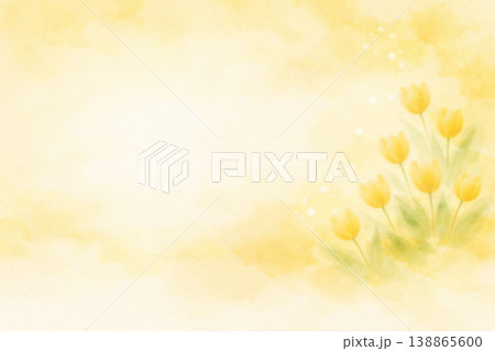 チューリップをイメージした抽象水彩背景　パステルカラーと光の春の余白デザイン 138865600