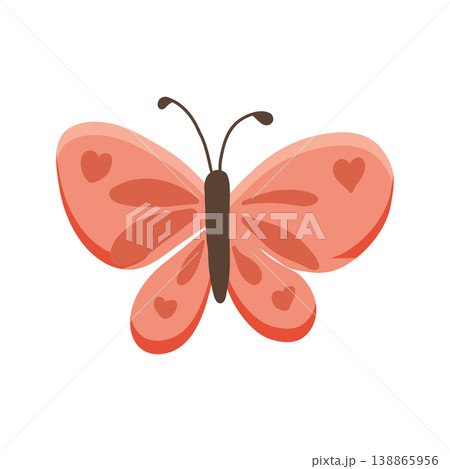 Vector illustration of a pink butterfly on white background. 138865956