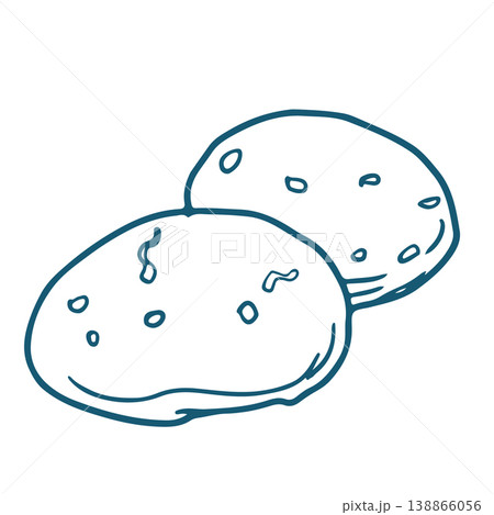 Handdrawn vector sketch Illustration of Two Potatoes. Handdrawn vector sketch Illustration of Two Potatoes. 138866056