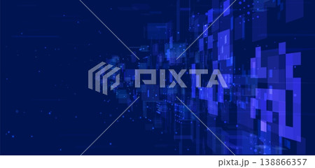 Tunnel with neon planes, cyber matrix infinite wall, blue light glowing block, abstract techno digital vector background Tunnel with neon planes, cyber matrix infinite wall, blue light glowing block, abstract techno digital vector background 138866357