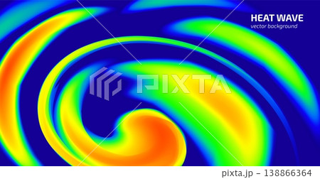 Thermographic map, heat wave background, vector abstract swirl infrared radiation, temperature distribution gradient 138866364