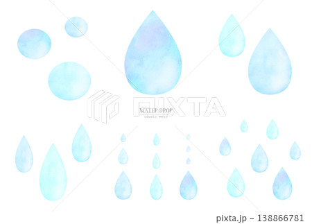 水彩風しずくと水滴のイラスト素材セット 水彩風しずくと水滴のイラスト素材セット 138866781