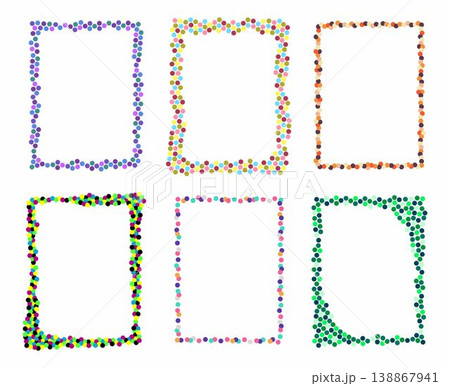Colorful dotted rectangular frames set made of circles Colorful dotted rectangular frames set made of circles 138867941
