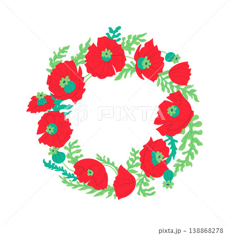Poppy Wreath Floral Frame Poppy Wreath Floral Frame 138868278