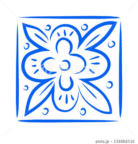 Flower Tile Ornament Line Art 138868310