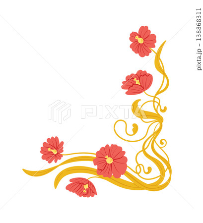 Floral Border Corner Ornament Art Nouveau 138868311