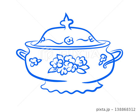 Vintage Hand Drawn Food Bowl Porcelain 138868312