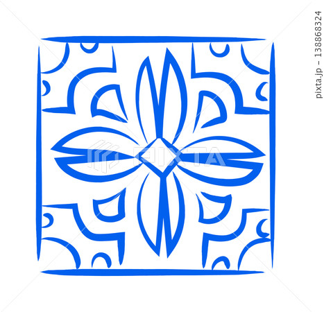 Tile Ornament Floral Motif Line Art 138868324