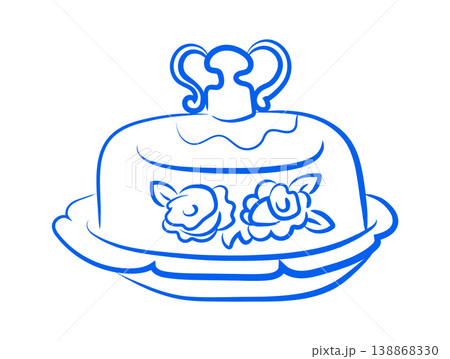 Cake Dome With Roses Line Art Cake Dome With Roses Line Art 138868330