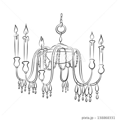 Chandelier With Candles Line Art Chandelier With Candles Line Art 138868331