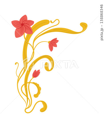Floral Border Scrollwork Art Nouveau 138868346