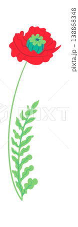Poppy Bloom With Curved Stem Cartoon 138868348