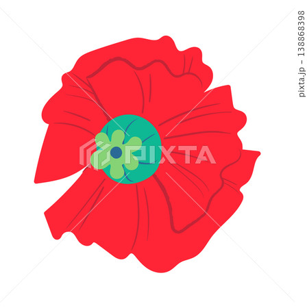 Poppy Bloom With Petals Cartoon 138868398