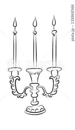 Candelabrum With Burning Candles Line Art Candelabrum With Burning Candles Line Art 138868566