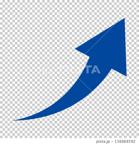 右肩上がりのシンプルな青い矢印イラスト 白背景 138868592