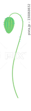 Bud Drooping On Curved Stem Line Art Bud Drooping On Curved Stem Line Art 138868632