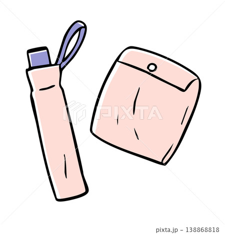 折り畳み傘と雨合羽_2色 138868818