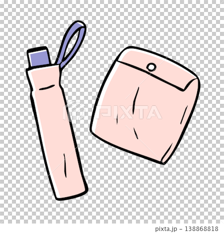 折り畳み傘と雨合羽_2色 138868818