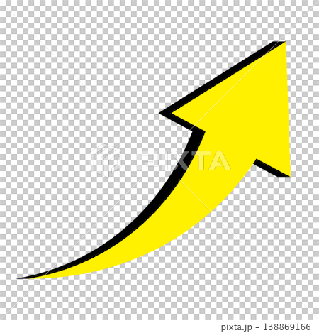A simple yellow arrow illustration pointing upwards to the right, on a white background. A simple yellow arrow illustration pointing upwards to the right, on a white background. 138869166
