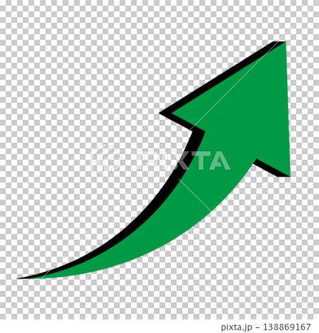 A simple upward-sloping green arrow illustration on a white background. 138869167