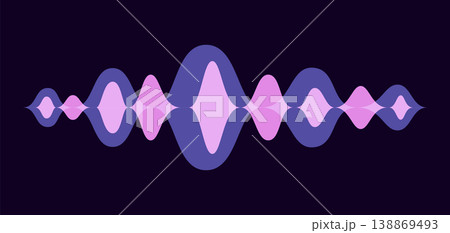 Vector music sound waves. Audio digital equalizer technology, console panel, musical pulse. Dark background 138869493