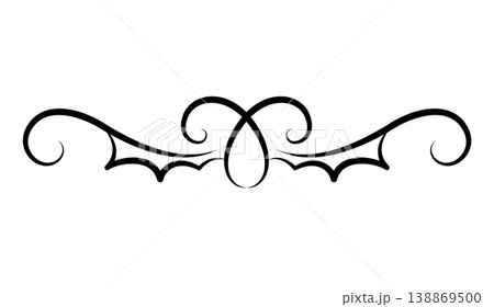 Flourish calligraphic design element. Page decoration symbol to embellish your layout. Linear of vintage swirl 138869500